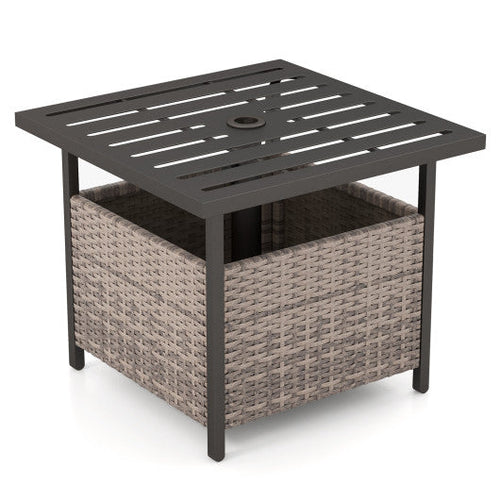 Load image into Gallery viewer, Outdoor Patio Rattan Wicker Steel Side Deck Table-Gray
