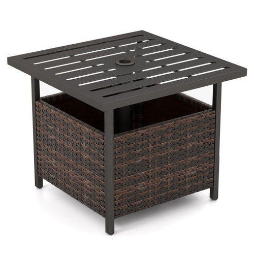 Load image into Gallery viewer, Outdoor Patio Rattan Wicker Steel Side Deck Table-Brown
