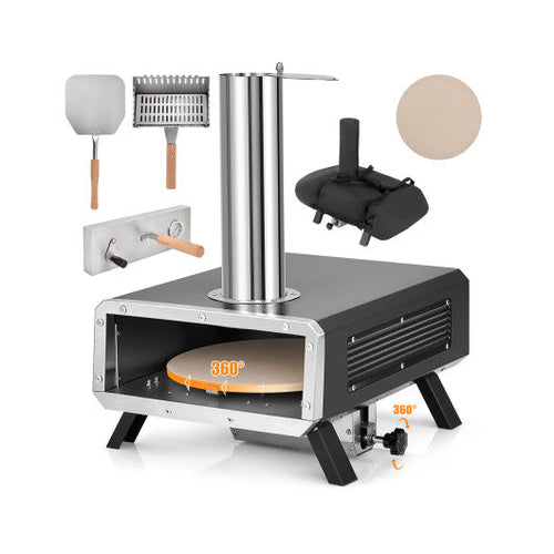 Load image into Gallery viewer, Outdoor Pizza Oven Portable Wood Pellet Pizza Stove with 12 Inch Round Rotatable Pizza Stone
