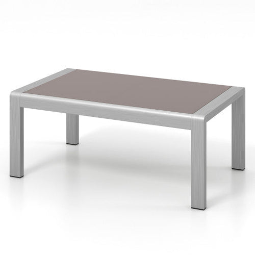 Load image into Gallery viewer, Outdoor Rectangle Coffee Table with Tempered Glass Tabletop for Backyard Poolside-Gray
