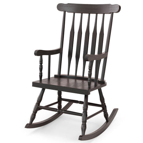 Load image into Gallery viewer, Rocking Chair with Solid Wooden Frame for Garden and Patio-Brown
