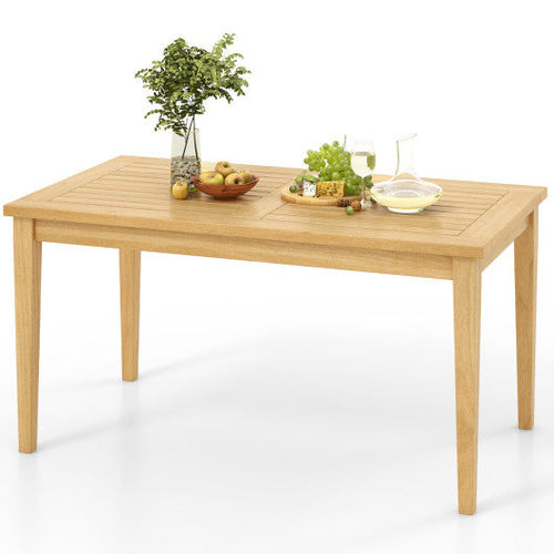Load image into Gallery viewer, 20 Inch x 35.5 Inch Outdoor Teak Wood Coffee Table with Slatted Tabletop for Balcony
