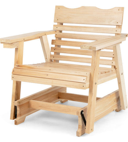 Outdoor Wood Rocking Chair with High Back and Widened Armrests