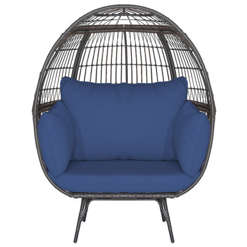 Load image into Gallery viewer, Oversized Patio Rattan Egg Lounge Chair with 4 Cushions-Navy
