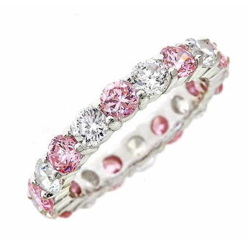 Load image into Gallery viewer, Sterling Silver Round Pink Full Circle Celebration Band Ring by Sterling Forever
