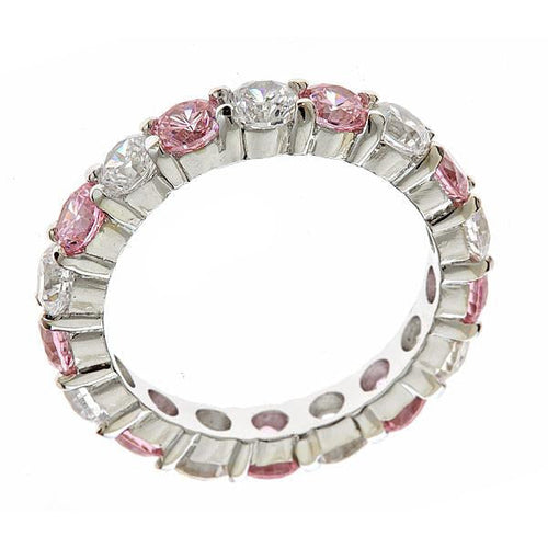 Load image into Gallery viewer, Sterling Silver Round Pink Full Circle Celebration Band Ring by Sterling Forever
