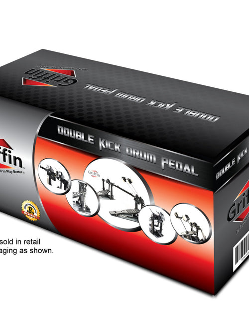 Load image into Gallery viewer, Double Kick Drum Pedal for Bass Drum by GRIFFIN - Deluxe Twin Set Foot Pedal - Quad Sided Beater Heads - Dual Pedal Two Chain Drive Hardware by GeekStands.com
