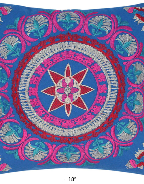 Load image into Gallery viewer, Embroidered Bohemian Hazel Cotton Pillow by Bareens Designer Rugs
