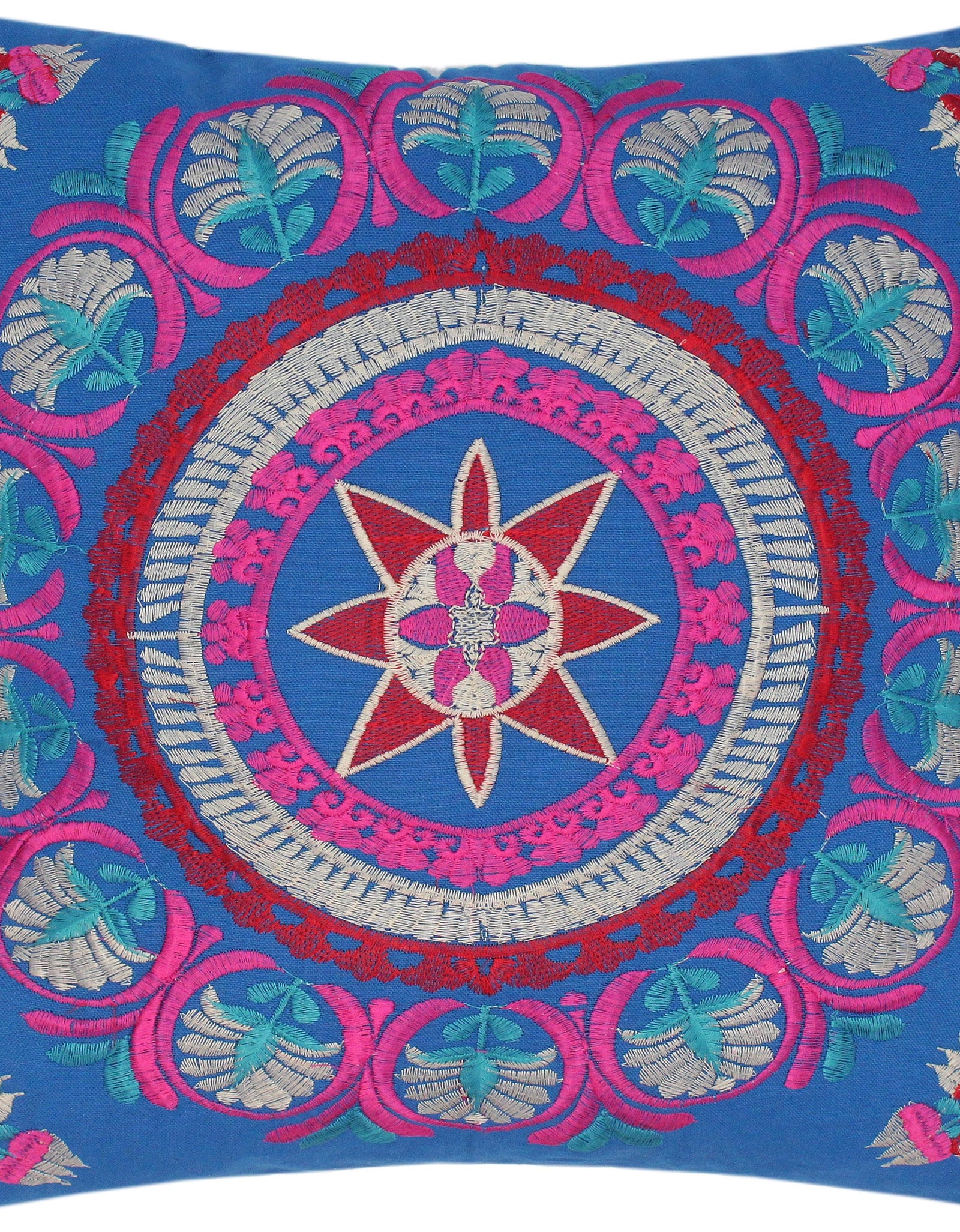 Embroidered Bohemian Hazel Cotton Pillow by Bareens Designer Rugs