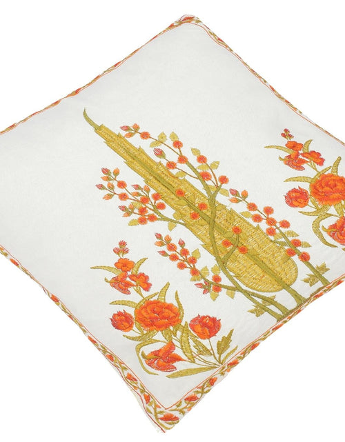 Load image into Gallery viewer, Floral Embroidered Partheni Rose Cotton Pillow by Bareens Designer Rugs
