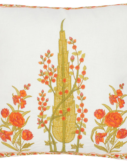 Load image into Gallery viewer, Floral Embroidered Partheni Rose Cotton Pillow by Bareens Designer Rugs
