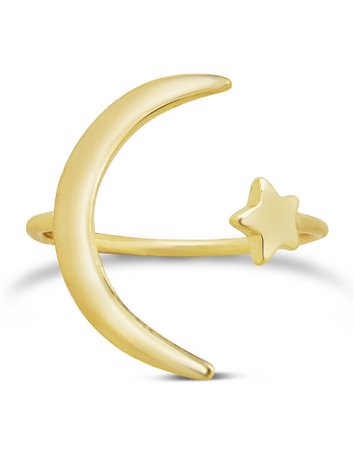 Load image into Gallery viewer, Sterling Silver Crescent Moon Open Ring by Sterling Forever
