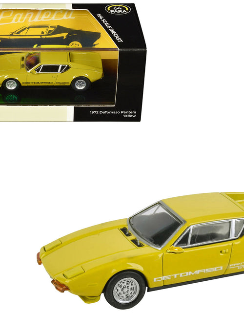 Load image into Gallery viewer, 1972 De Tomaso Pantera Yellow 1/64 Diecast Model Car by Paragon Models
