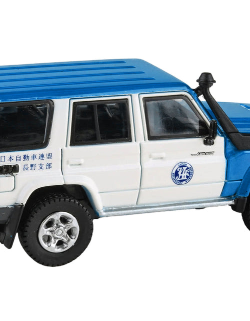 Load image into Gallery viewer, 2014 Toyota Land Cruiser 76 RHD (Right Hand Drive) Blue and White "Japan Automobile Federation" 1/64 Diecast Model Car by Paragon Models
