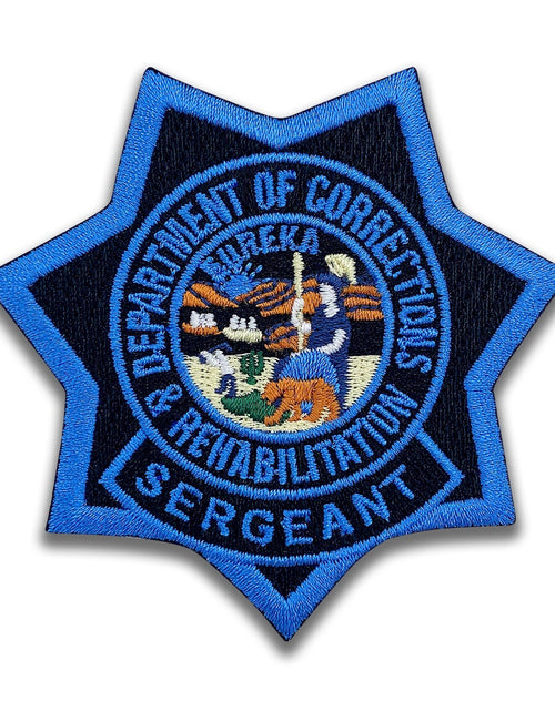 Load image into Gallery viewer, SERGEANT <br> CDCR Blue Ribbon <br> Star Badge Patch by Custom Pins &amp; Buckles
