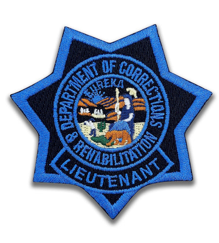 LIEUTENANT <br> CDCR Blue Ribbon <br> Star Badge Patch by Custom Pins & Buckles