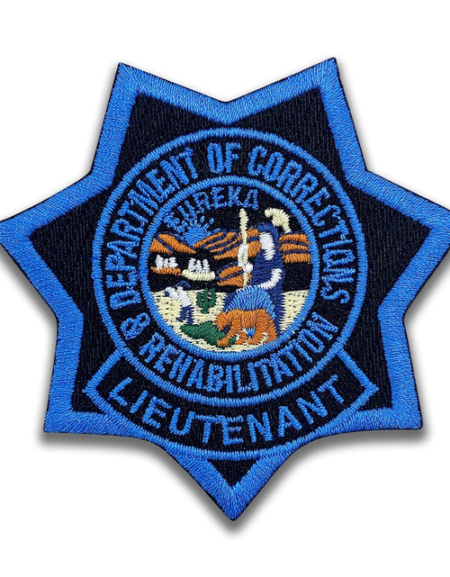 Load image into Gallery viewer, LIEUTENANT <br> CDCR Blue Ribbon <br> Star Badge Patch by Custom Pins &amp; Buckles

