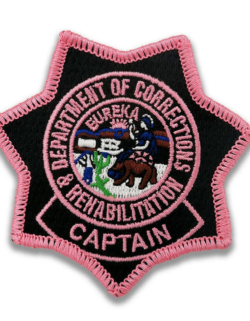 Load image into Gallery viewer, Captain <br> CDCR Pink Ribbon <br> Star Badge Patch by Custom Pins &amp; Buckles
