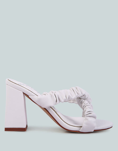 Load image into Gallery viewer, page 3 scrunchie strap block sandals by London Rag
