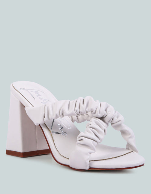 Load image into Gallery viewer, page 3 scrunchie strap block sandals by London Rag
