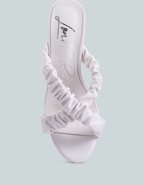 Load image into Gallery viewer, page 3 scrunchie strap block sandals by London Rag
