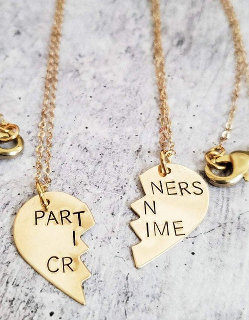 Load image into Gallery viewer, PARTNERS IN CRIME Broken Heart Friendship Necklaces by Salt and Sparkle
