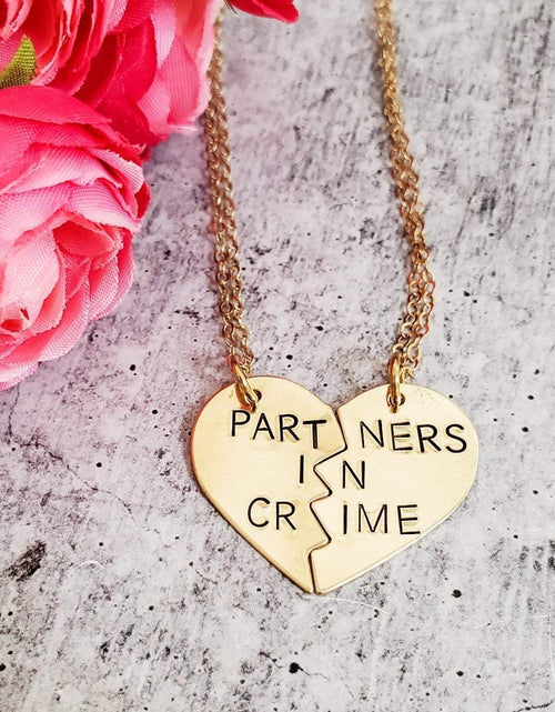Load image into Gallery viewer, PARTNERS IN CRIME Broken Heart Friendship Necklaces by Salt and Sparkle
