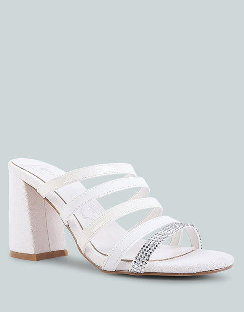 Load image into Gallery viewer, peaches strapped rhinestone embellished sandals by London Rag
