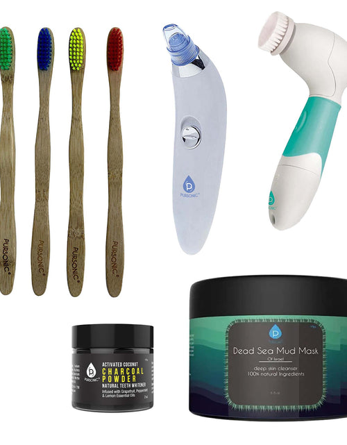 Load image into Gallery viewer, Pursonic Daily Detox Set - Pore Vacuum, Bamboo Toothbrushes, Charcoal Powder, Facial &amp; Body Brush, and Dead Sea Mud Mask by Pursonic
