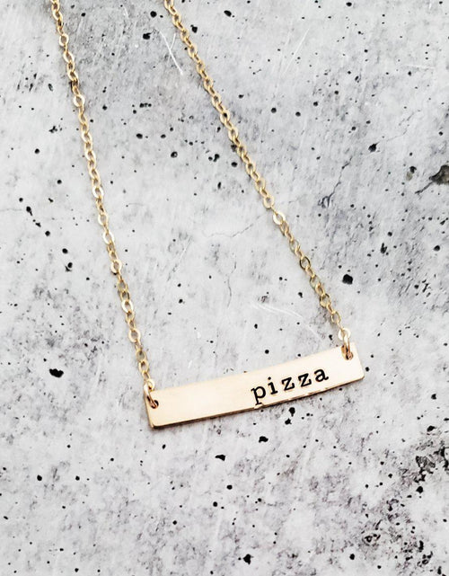 Load image into Gallery viewer, PIZZA Classic Bar Necklace by Salt and Sparkle
