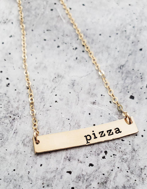 Load image into Gallery viewer, PIZZA Classic Bar Necklace by Salt and Sparkle
