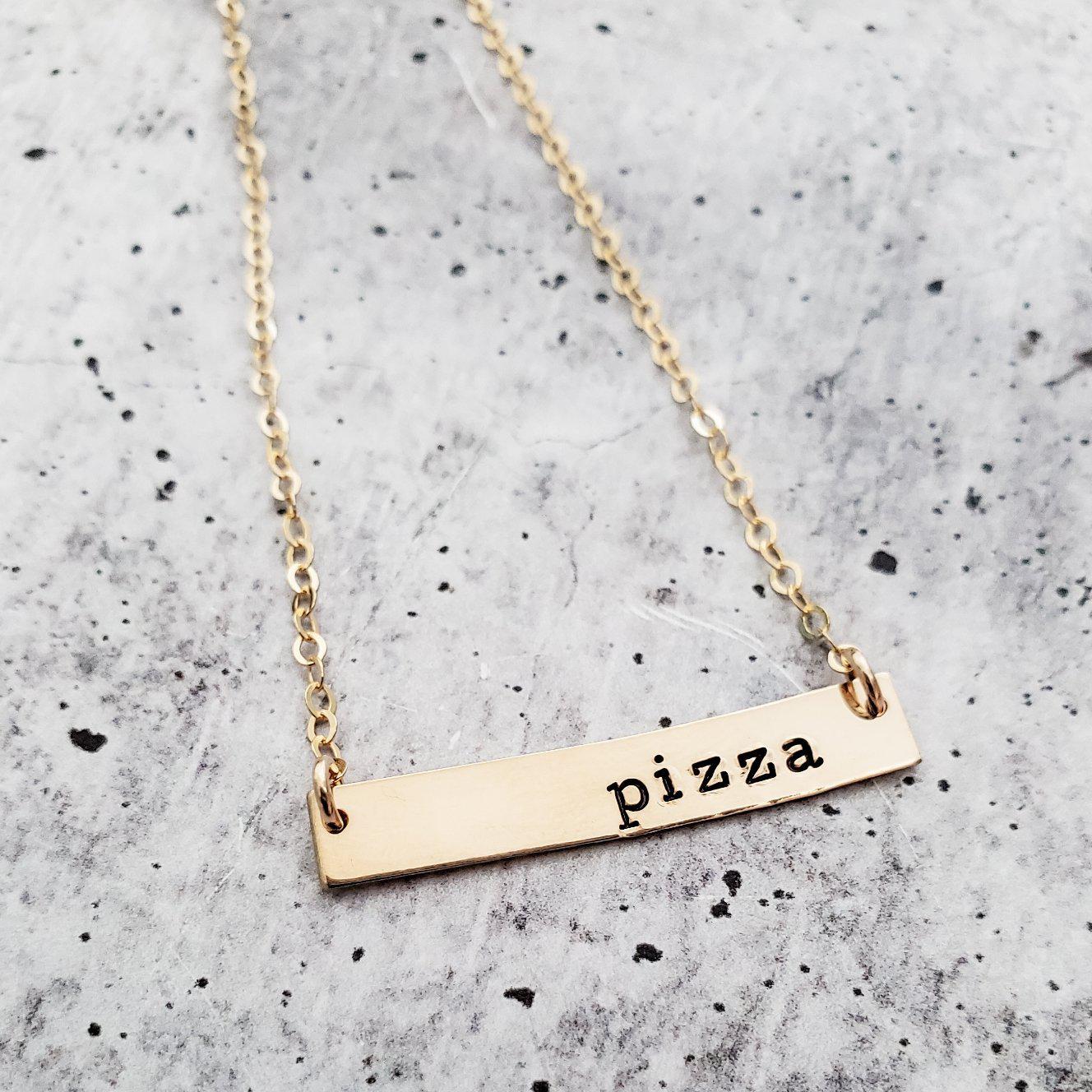 PIZZA Classic Bar Necklace by Salt and Sparkle