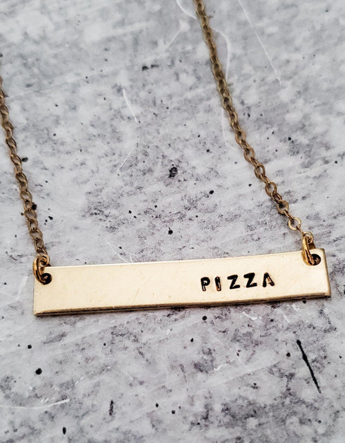 Load image into Gallery viewer, PIZZA Classic Bar Necklace by Salt and Sparkle
