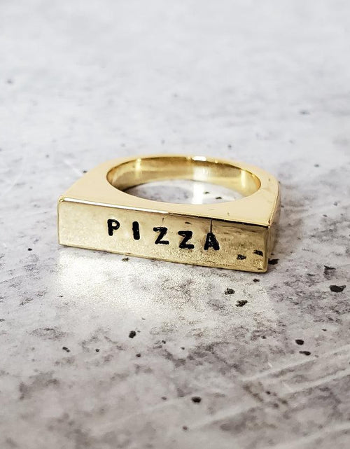 Load image into Gallery viewer, PIZZA Gold Plated Flat Top Ring by Salt and Sparkle
