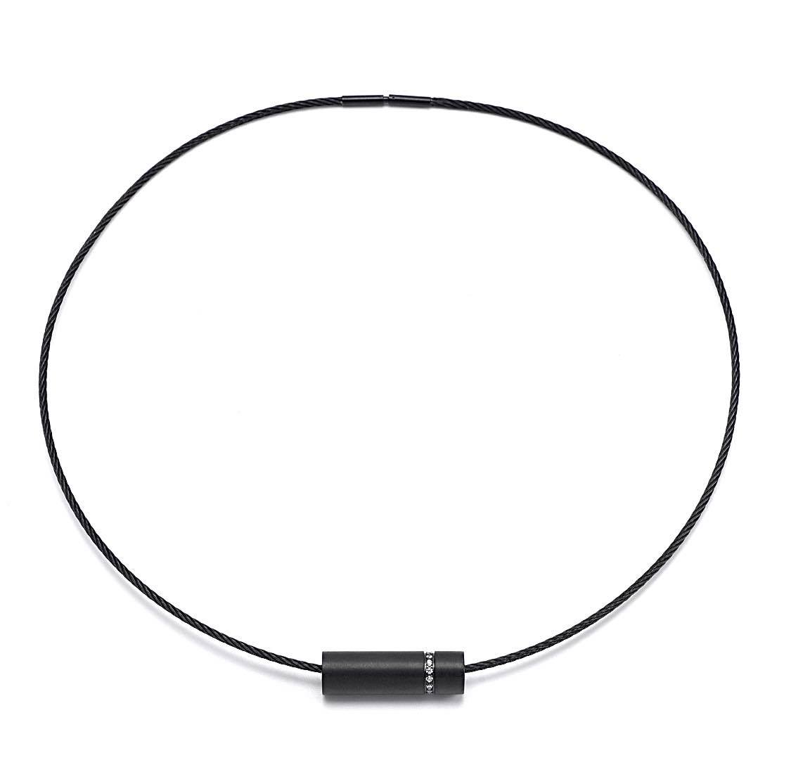 PT080B B.Tiff Black Pavé Rouleau Pendant by B.Tiff New York