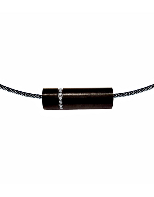 Load image into Gallery viewer, PT080B B.Tiff Black Pavé Rouleau Pendant by B.Tiff New York
