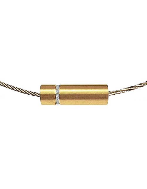 Load image into Gallery viewer, PT080G B.Tiff Gold Pavé Rouleau Pendant by B.Tiff New York
