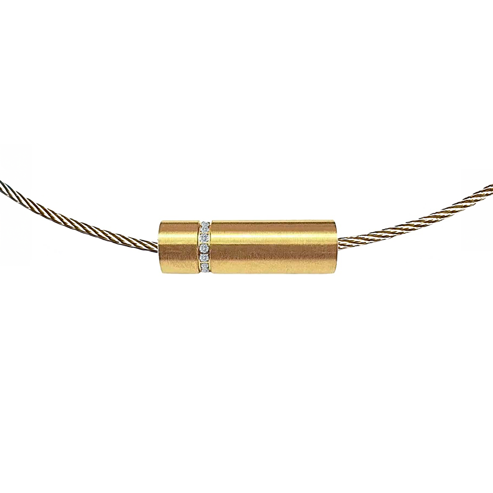 PT080G B.Tiff Gold Pavé Rouleau Pendant by B.Tiff New York