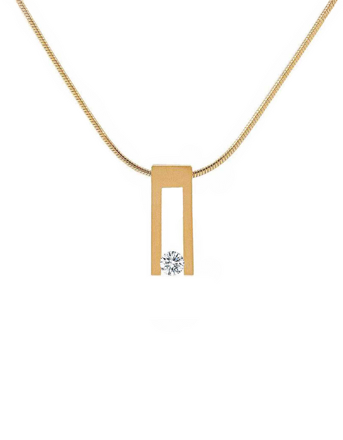 Load image into Gallery viewer, PT089G B.Tiff Gold Hollow Bar Pendant by B.Tiff New York
