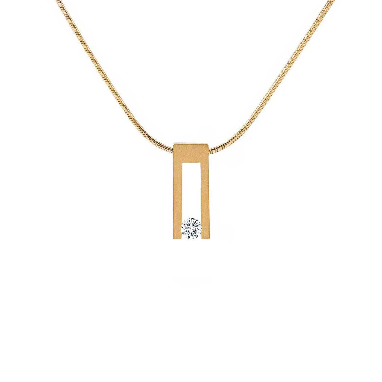 PT089G B.Tiff Gold Hollow Bar Pendant by B.Tiff New York