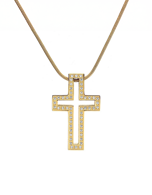 Load image into Gallery viewer, PT098G B.Tiff Gold Lumière Cross Pendant by B.Tiff New York
