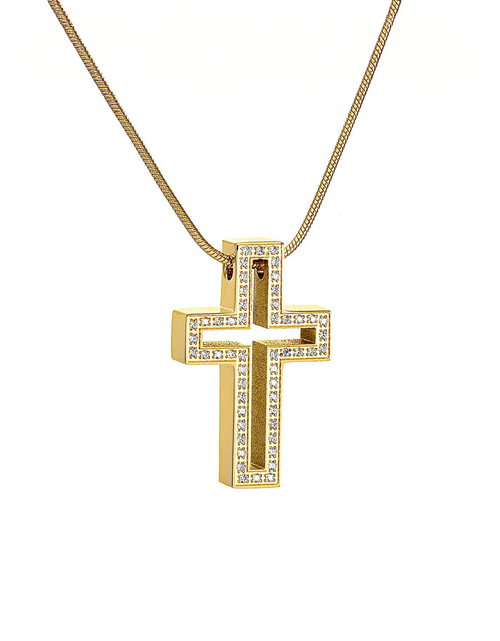 Load image into Gallery viewer, PT098G B.Tiff Gold Lumière Cross Pendant by B.Tiff New York
