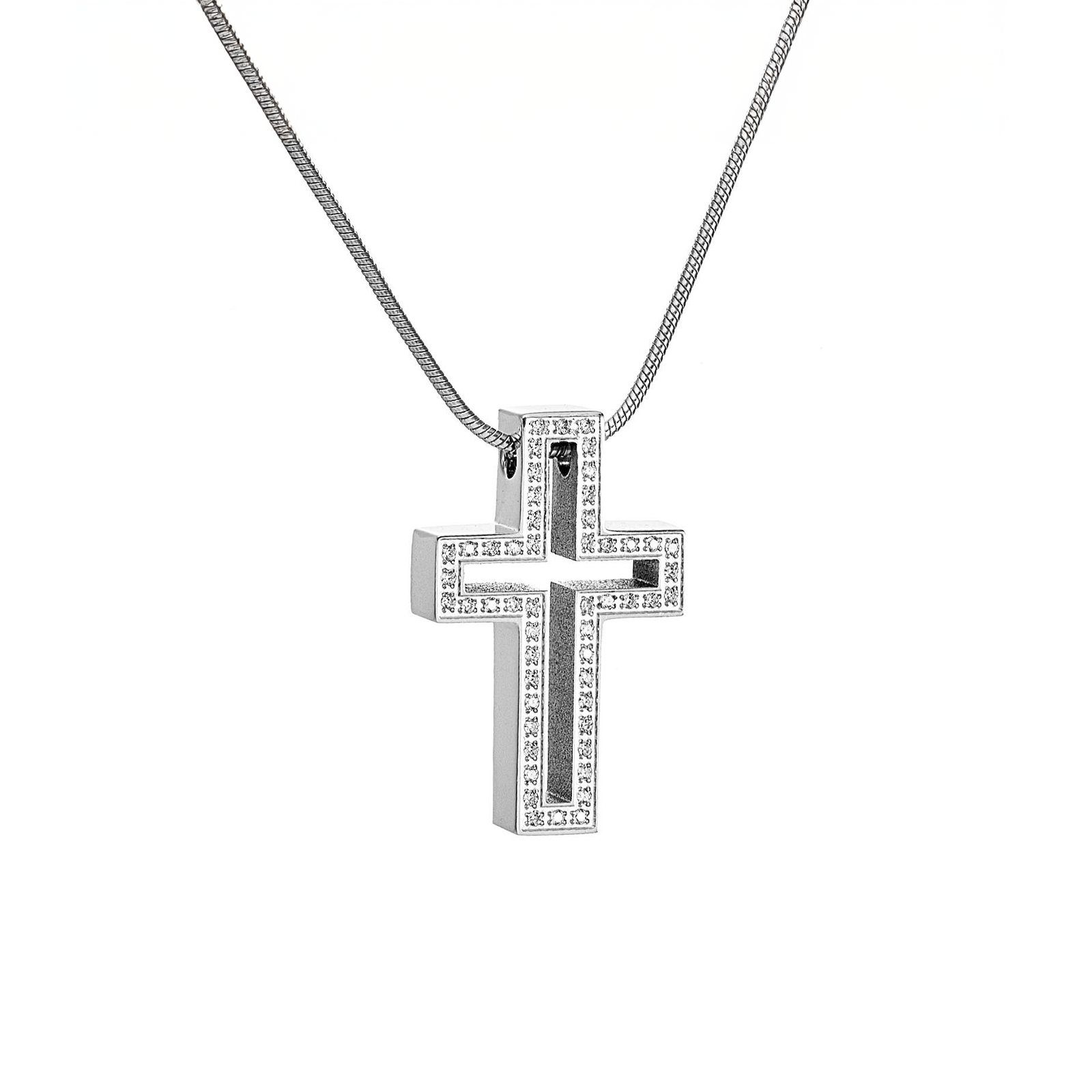 PT098W B.Tiff Lumière Cross Pendant by B.Tiff New York