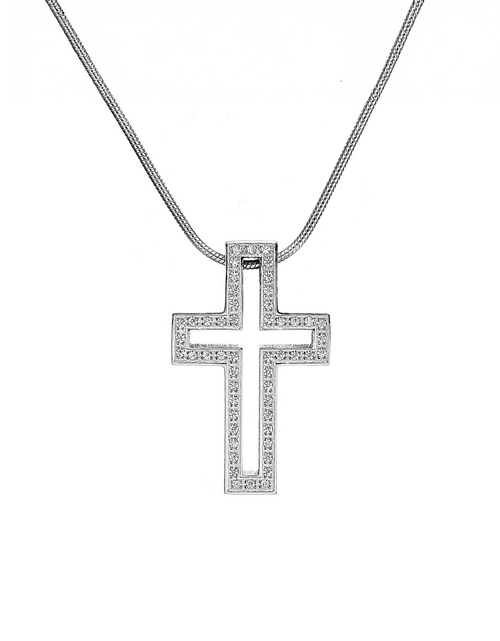 Load image into Gallery viewer, PT098W B.Tiff Lumière Cross Pendant by B.Tiff New York

