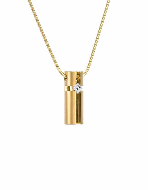 Load image into Gallery viewer, PT099G B.Tiff Gold .02ct 3D Cross Croixlumière Pendant Necklace by B.Tiff New York
