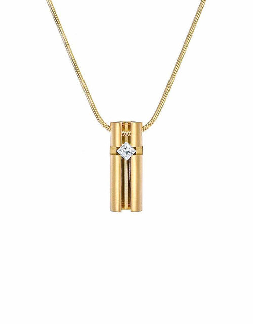 Load image into Gallery viewer, PT099G B.Tiff Gold .02ct 3D Cross Croixlumière Pendant Necklace by B.Tiff New York
