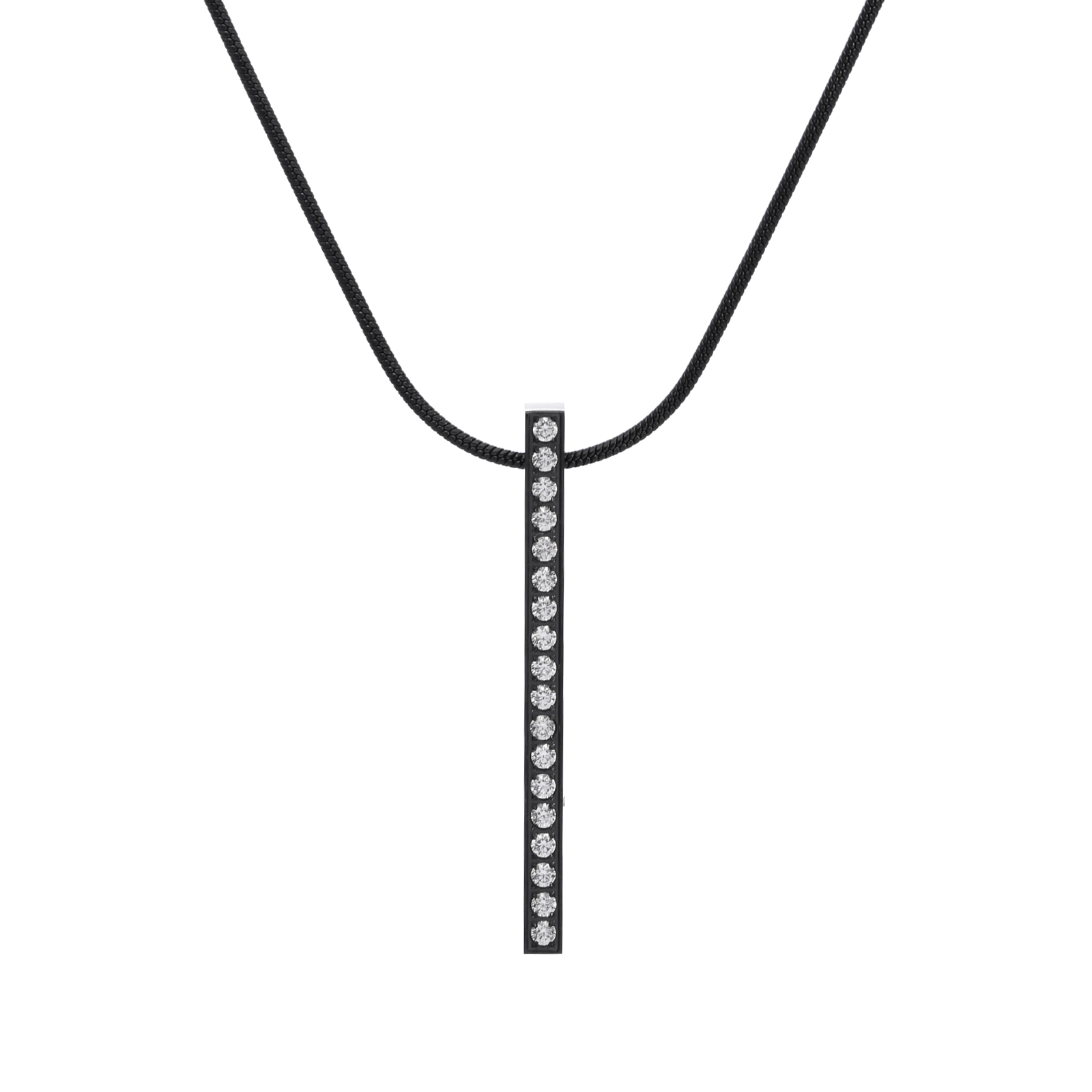 PT107B B.Tiff Black 18-Stone Bar Pendant by B.Tiff New York