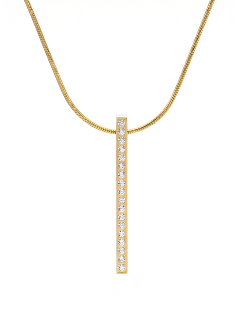 Load image into Gallery viewer, PT107G B.Tiff Gold 18-Stone Bar Pendant by B.Tiff New York
