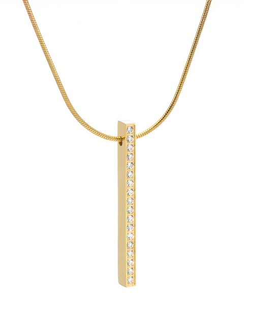 Load image into Gallery viewer, PT107G B.Tiff Gold 18-Stone Bar Pendant by B.Tiff New York
