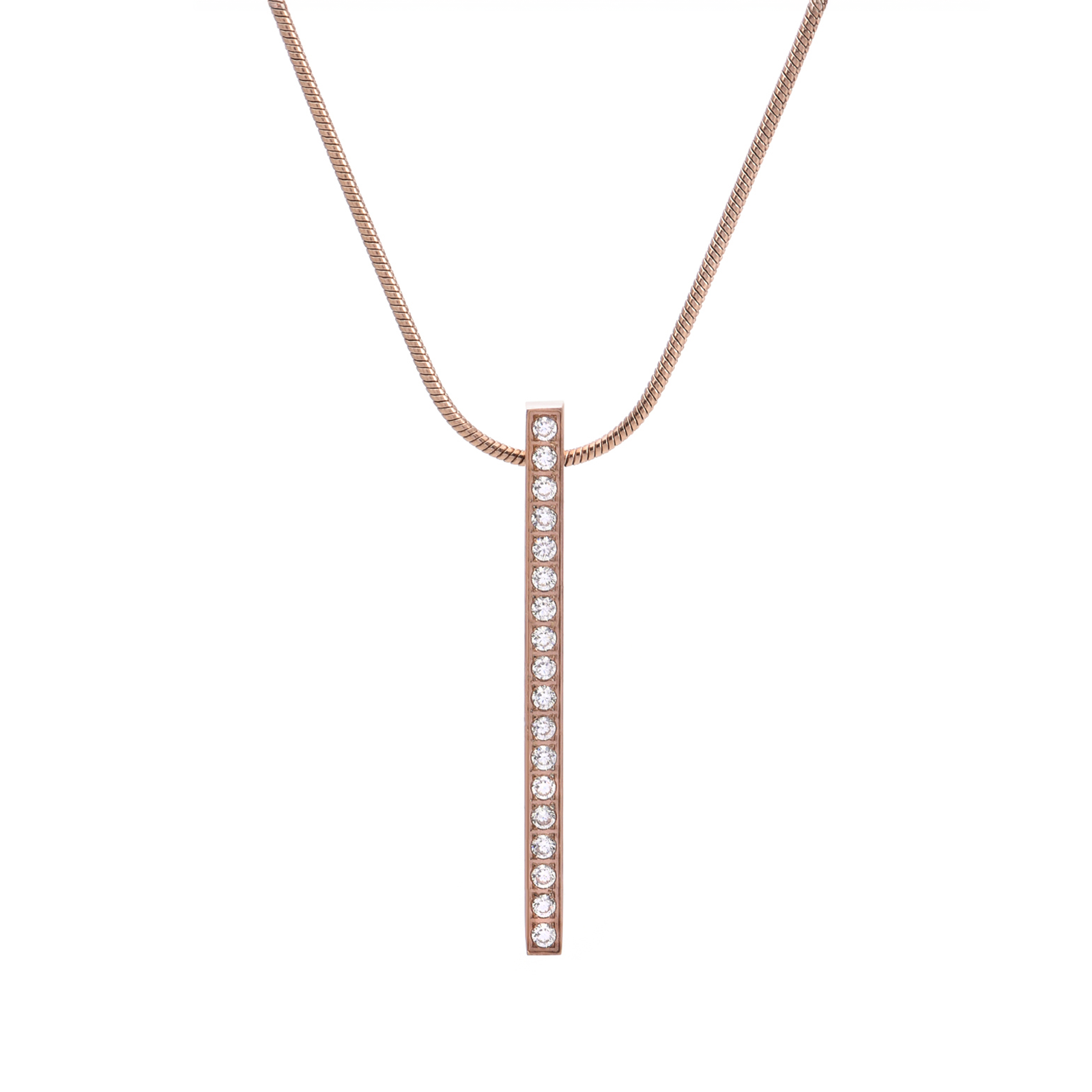 PT107RG B.Tiff Rose Gold 18-Stone Bar Pendant by B.Tiff New York